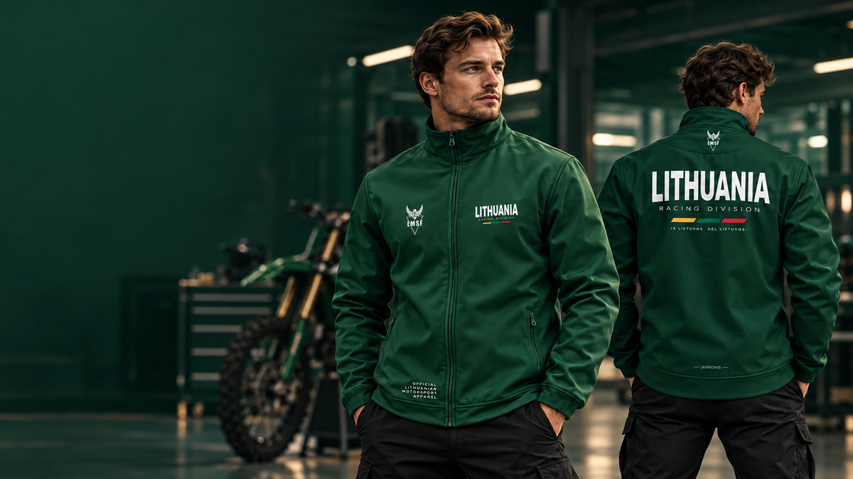 Front and back of the green LIETUVA jacket