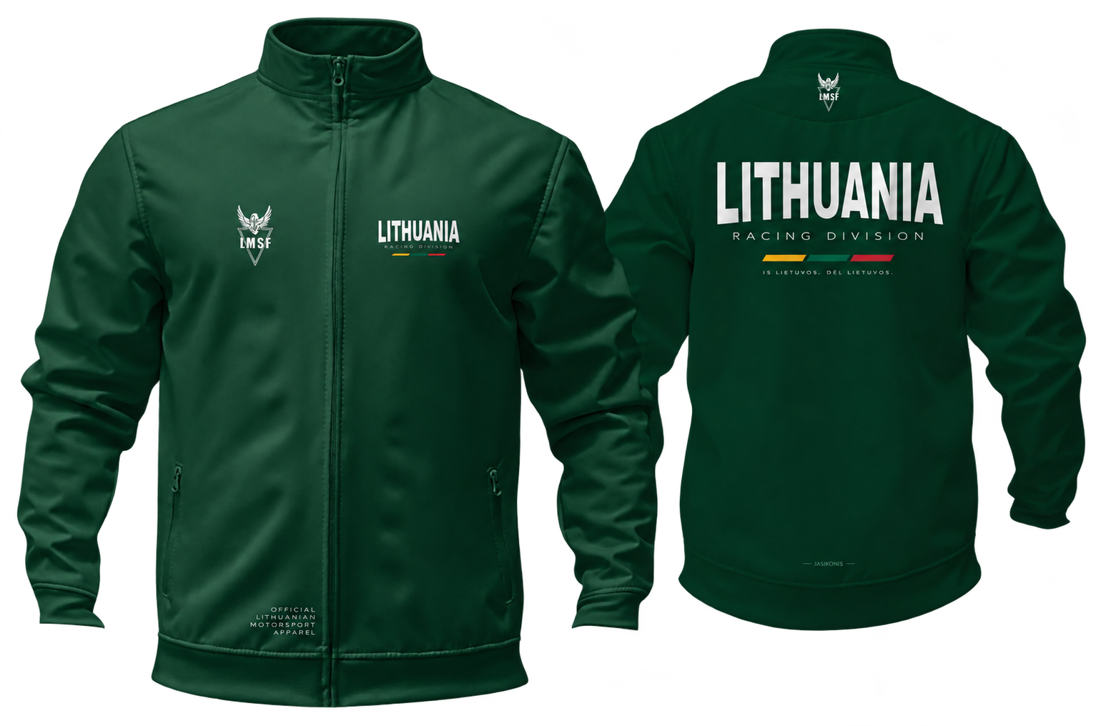 Green LIETUVA jacket, front and back
